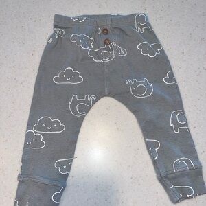 Gray Baby Pants with Cloud and Elephant Print